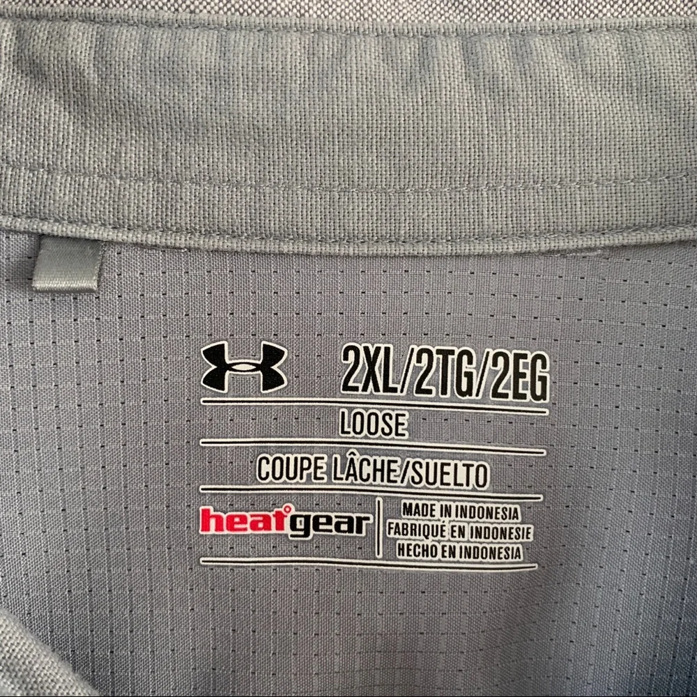 Under Armour Size 2XL Gray Top Loose Fit Long Sleeve Button Down Shirt HeatGear - Picture 5 of 11